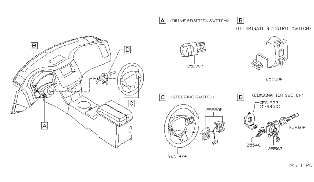 2004 Infiniti FX45 Switch Assy-Illumination Control Diagram for 25980-CG000