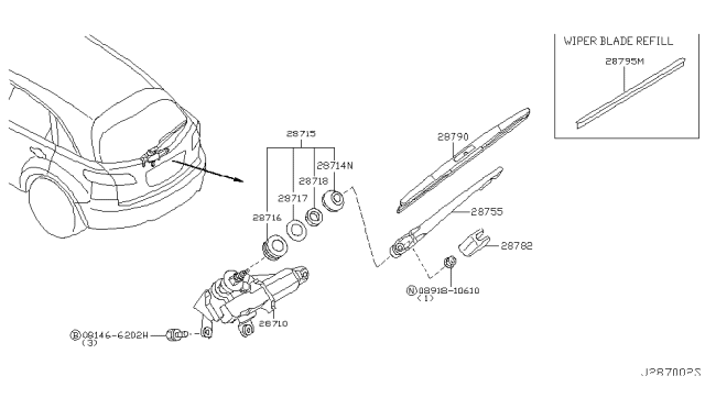 2005 Infiniti FX45 Rear Window Wiper Diagram