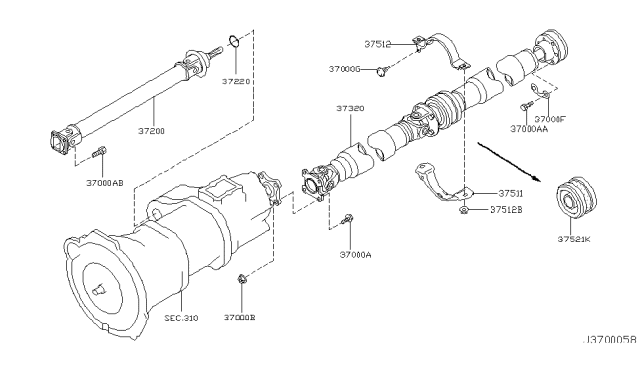 2003 Infiniti FX45 Propeller Shaft Diagram 4