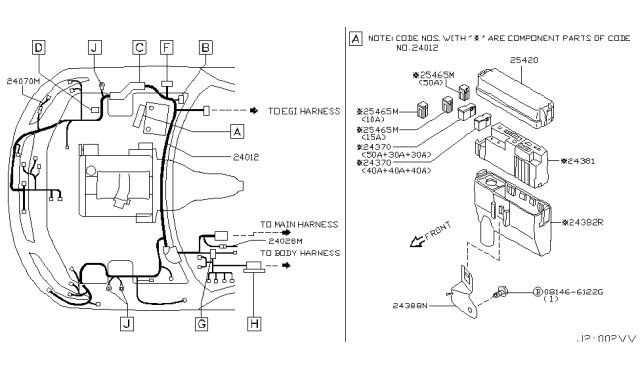 2004 Infiniti FX35 Harness Assy-Engine Room Diagram for 24012-CG210