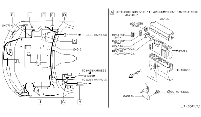 2004 Infiniti FX35 Harness Assy-Engine Room Diagram for 24012-CG000