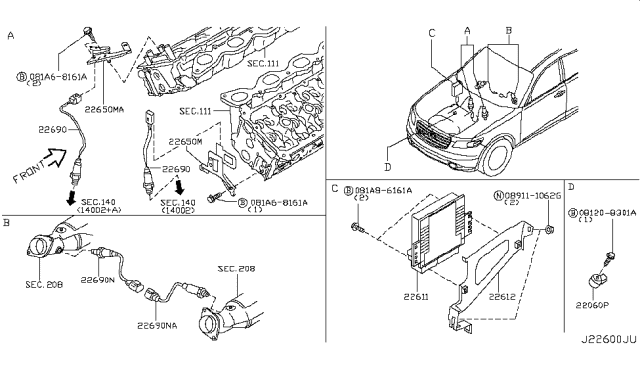 2008 Infiniti FX45 Engine Control Module Diagram 1