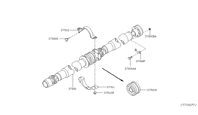 2003 Infiniti FX35 Shaft Assembly-PROPELLER Diagram for 37000-CG000