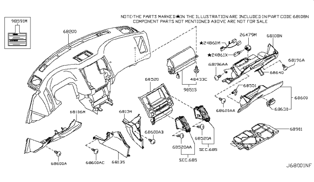 2003 Infiniti FX35 Instrument Panel,Pad & Cluster Lid Diagram 2