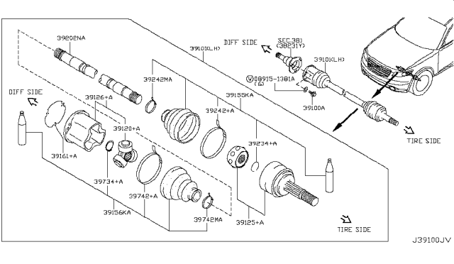 2005 Infiniti FX45 Front Drive Shaft (FF) Diagram 1