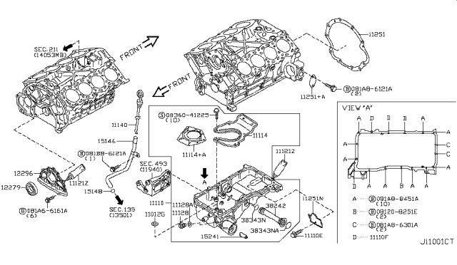 2008 Infiniti FX45 Cylinder Block & Oil Pan Diagram 1