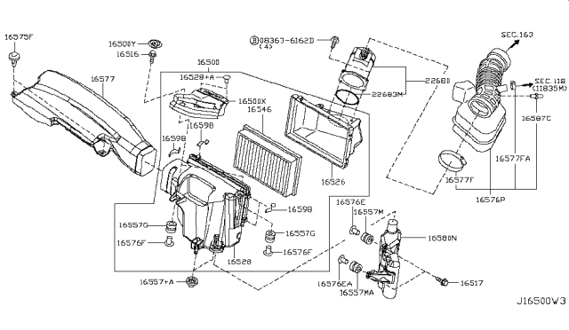 2007 Infiniti FX35 Air Cleaner Diagram 1