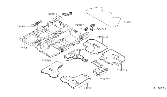 2003 Infiniti FX45 Floor Trimming Diagram