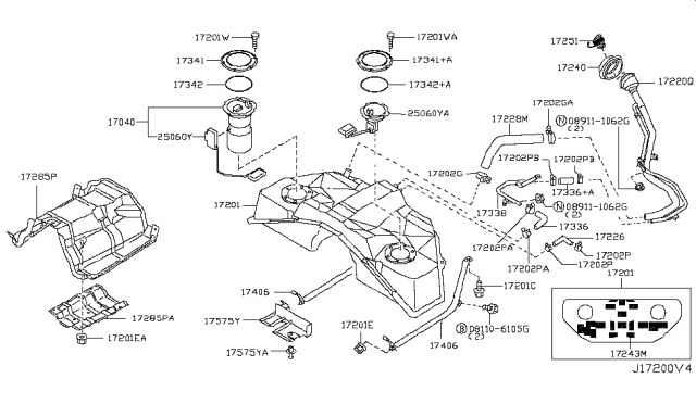 2008 Infiniti FX45 Filler Cap Assembly Diagram for 17251-CG000