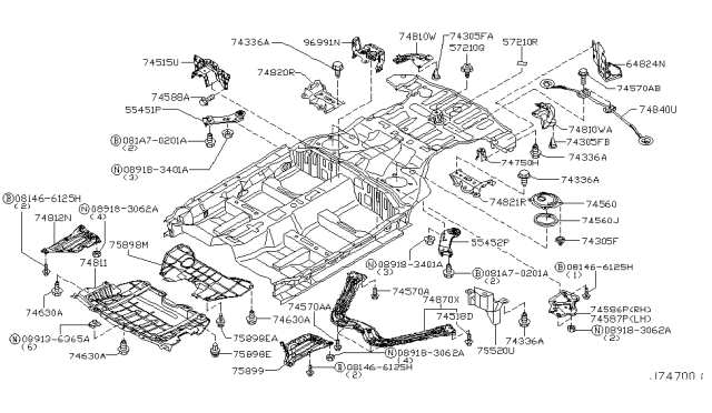 2005 Infiniti FX35 Floor Fitting Diagram 1