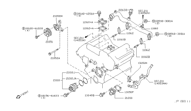 2004 Infiniti FX35 Water Pump, Cooling Fan & Thermostat Diagram 2