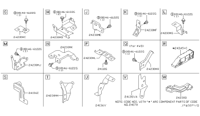 2004 Infiniti FX35 Bracket EGI Harness Diagram for 24136-CF000