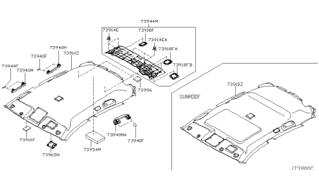 2003 Infiniti FX45 Roof Trimming Diagram 2