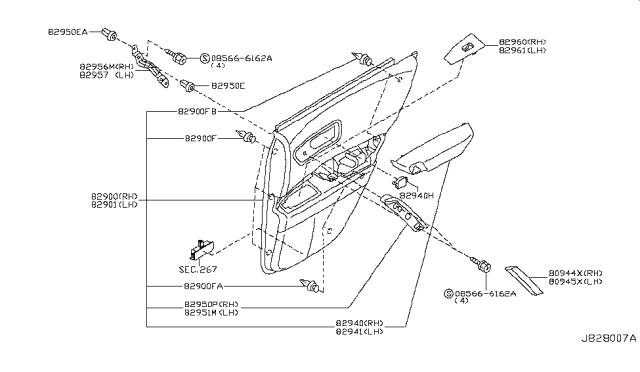 2007 Infiniti FX45 Rear Door Trimming Diagram 3