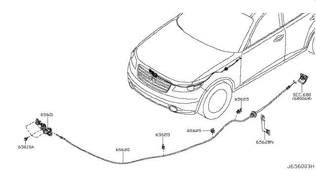 2003 Infiniti FX45 Bracket - Hood Lock Control Diagram for 65628-CG000