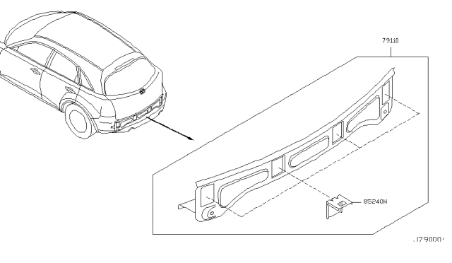 2006 Infiniti FX35 Retainer-Rear Bumper,Upper Diagram for 85244-CG000