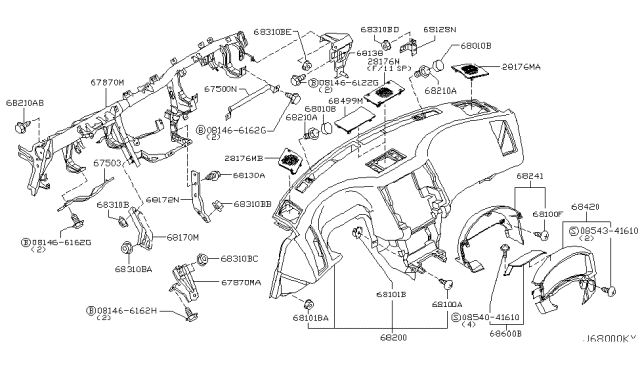 2004 Infiniti FX35 Lid-Cluster Diagram for 68240-CG000