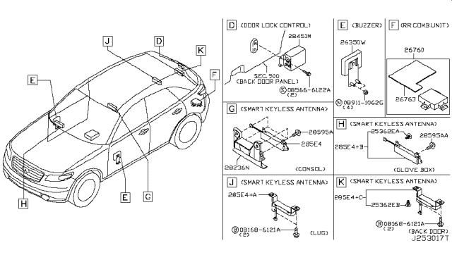 2007 Infiniti FX45 Antenna Assy-Room,Smart Keyless Diagram for 285E4-WL010