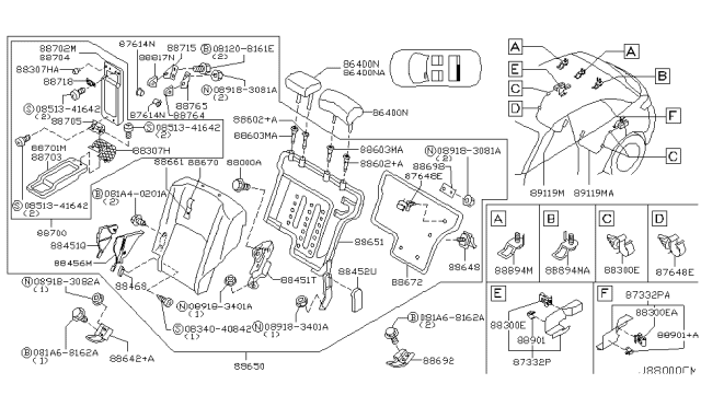 2005 Infiniti FX35 Screw-Tapping Diagram for 08513-41642