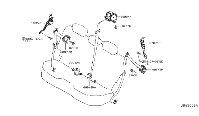 2005 Infiniti FX45 Rear Seat Belt Diagram 2