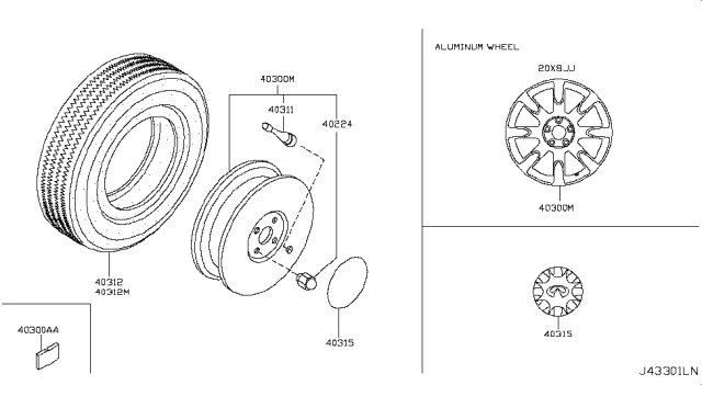 2003 Infiniti FX45 Road Wheel & Tire Diagram 3