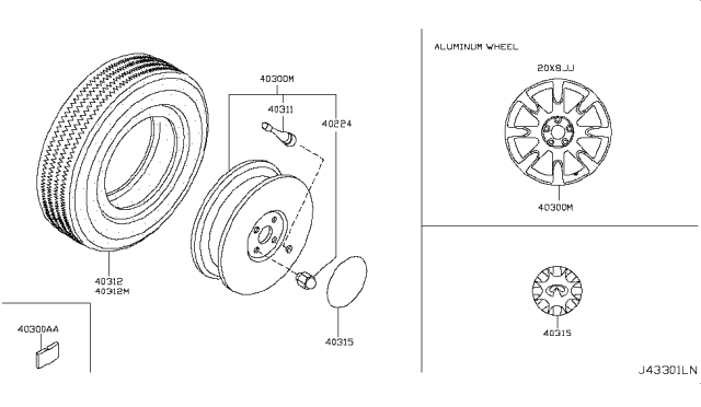 2003 Infiniti FX35 Road Wheel & Tire Diagram 3