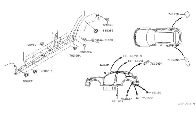 2004 Infiniti FX45 Body Side Fitting Diagram 2