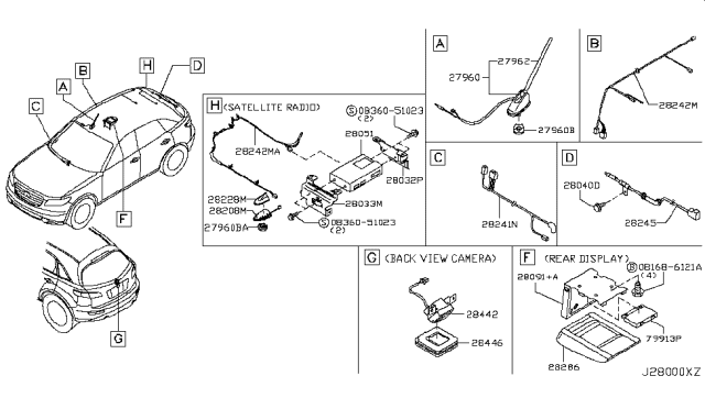 2005 Infiniti FX35 Camera Assy-Back View Diagram for 28442-CG000