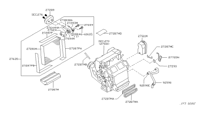 2004 Infiniti FX35 Grommet Diagram for 27289-AL500