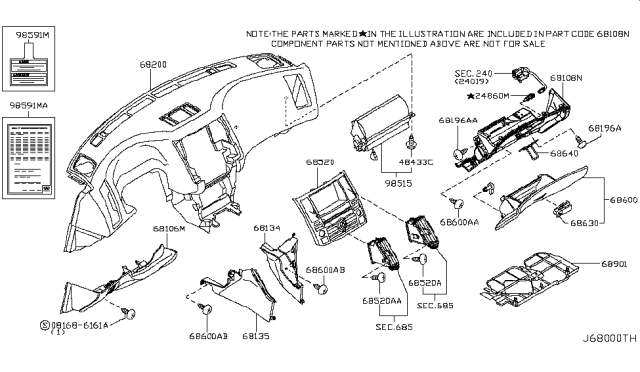 2006 Infiniti FX35 Instrument Panel,Pad & Cluster Lid Diagram 6