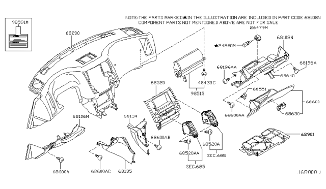 2004 Infiniti FX35 Instrument Panel,Pad & Cluster Lid Diagram 5