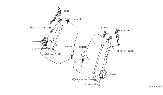 2003 Infiniti FX45 Belt Assy-Tongue,Pretensioner Front RH Diagram for 86884-CG001