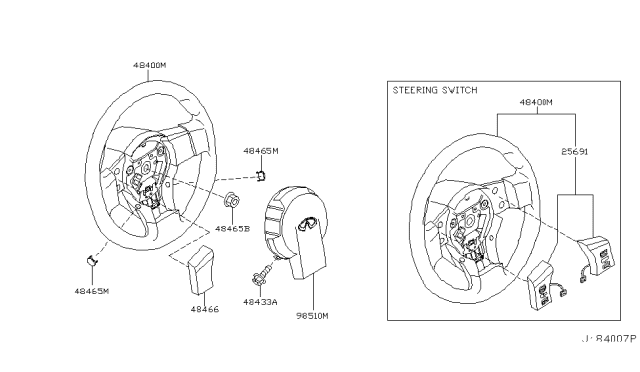 2005 Infiniti FX45 Air Bag Module Assembly, Driver Diagram for K851M-CL70A