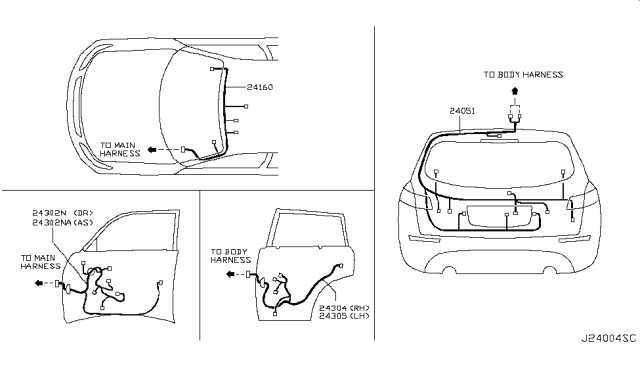 2005 Infiniti FX45 Harness Assembly-Door,Rear Diagram for 24126-CG710