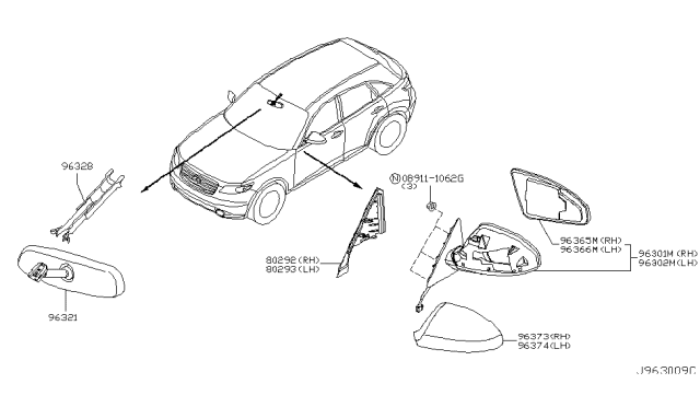 2005 Infiniti FX35 Rear View Mirror Diagram 1