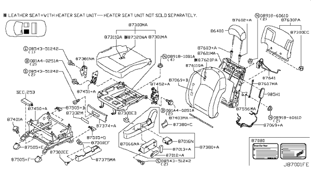 2005 Infiniti FX35 Cushion Assy-Front Seat Diagram for 87350-CG001