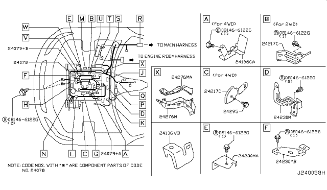 2007 Infiniti FX35 Harness Assembly-EGI Sub Diagram for 24079-CD000