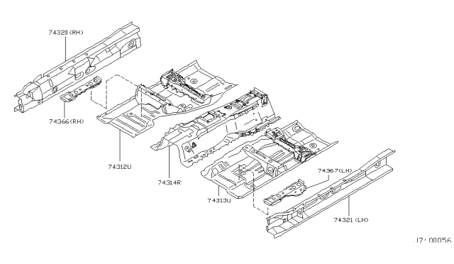 2003 Infiniti FX35 Floor Panel Diagram