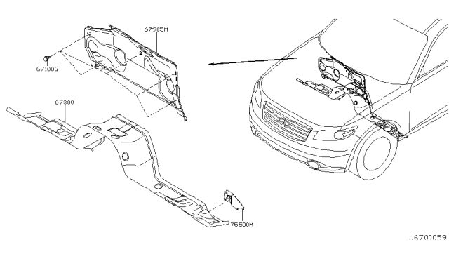 2006 Infiniti FX45 Dash Panel & Fitting Diagram