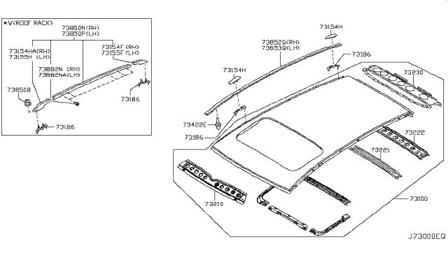 2006 Infiniti FX35 Roof Panel & Fitting Diagram 4