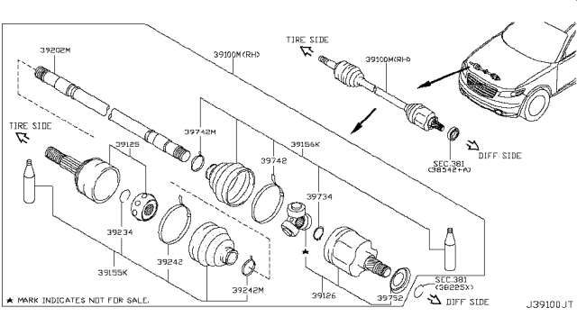 2005 Infiniti FX35 Front Drive Shaft (FF) Diagram 2