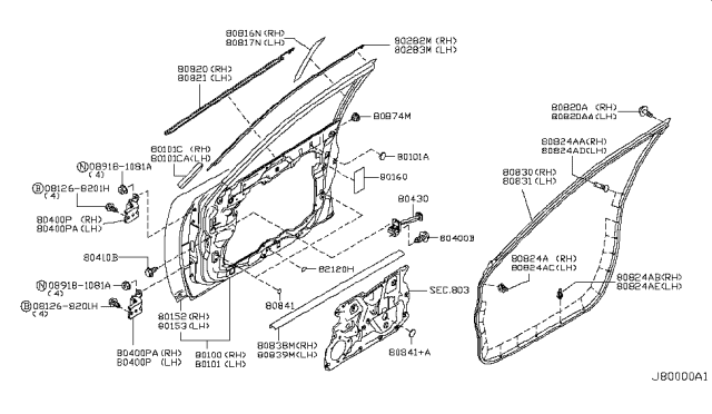 2005 Infiniti FX45 Front Door Panel & Fitting Diagram 3