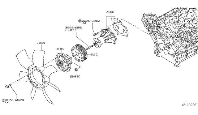 2004 Infiniti FX45 Water Pump, Cooling Fan & Thermostat Diagram 3