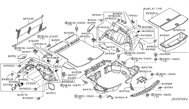 2007 Infiniti FX45 Trunk & Luggage Room Trimming Diagram 2