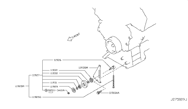 2008 Infiniti FX45 Compressor Mounting & Fitting Diagram 2