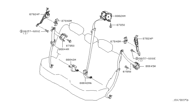 2006 Infiniti FX35 Belt Assy-Rear Seat Buckle Diagram for 88842-CG002