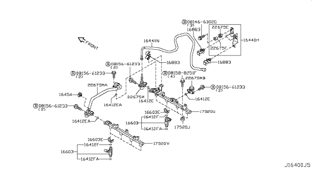 2006 Infiniti FX35 Fuel Damper Assembly Diagram for 22675-EH000