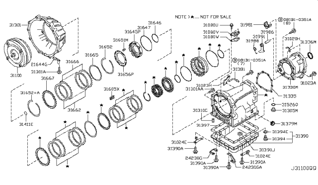 2005 Infiniti FX45 Seal Oil,Adapter Case Diagram for 31375-90X01