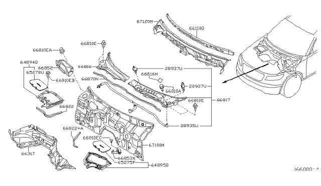 2004 Infiniti FX45 Cowl Top & Fitting Diagram 2