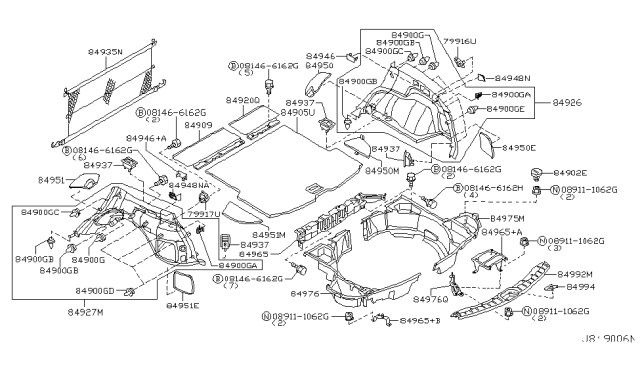 2004 Infiniti FX45 Trunk & Luggage Room Trimming Diagram 3